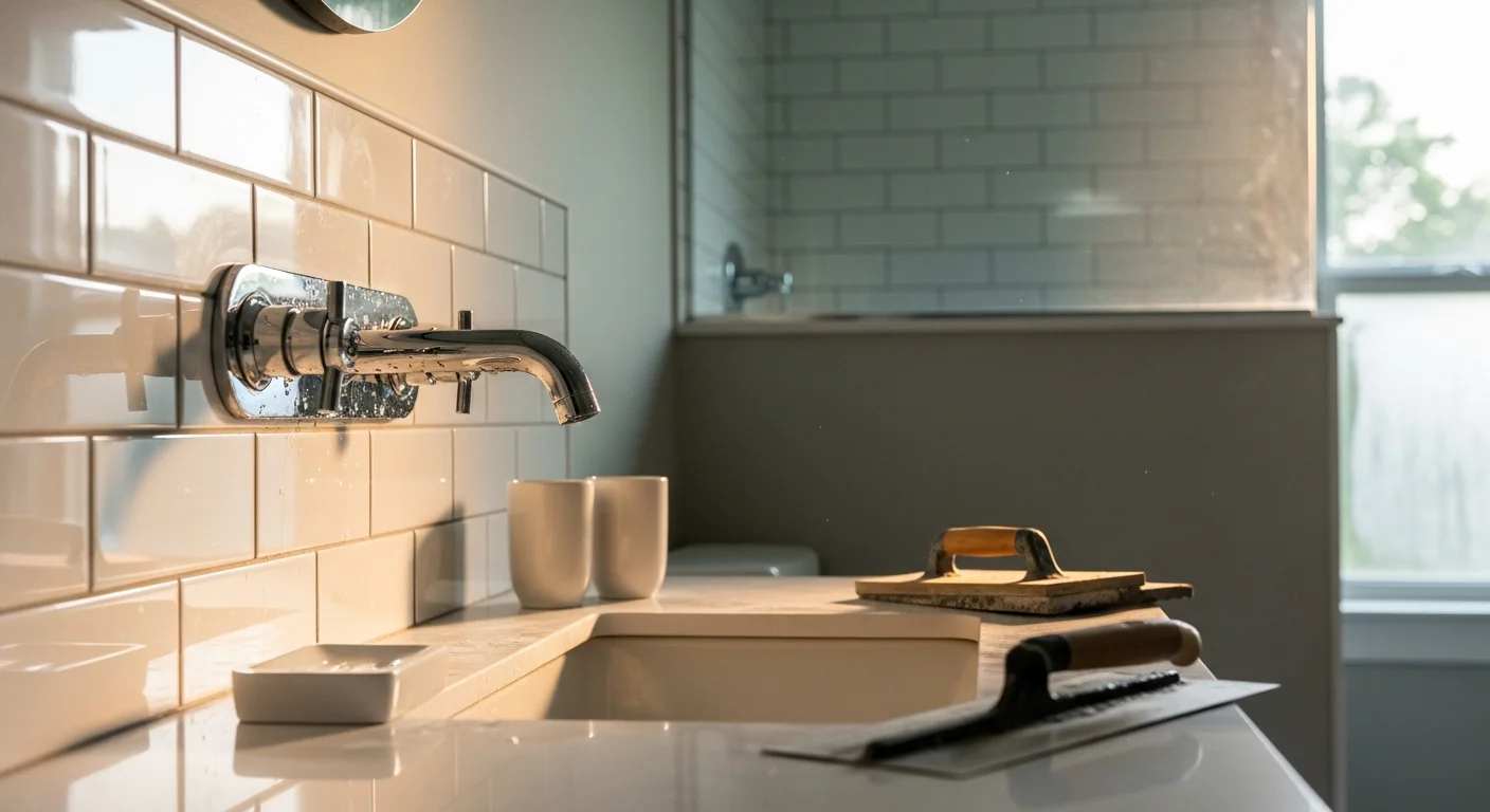 Modern bathroom remodel with tile and new fixtures