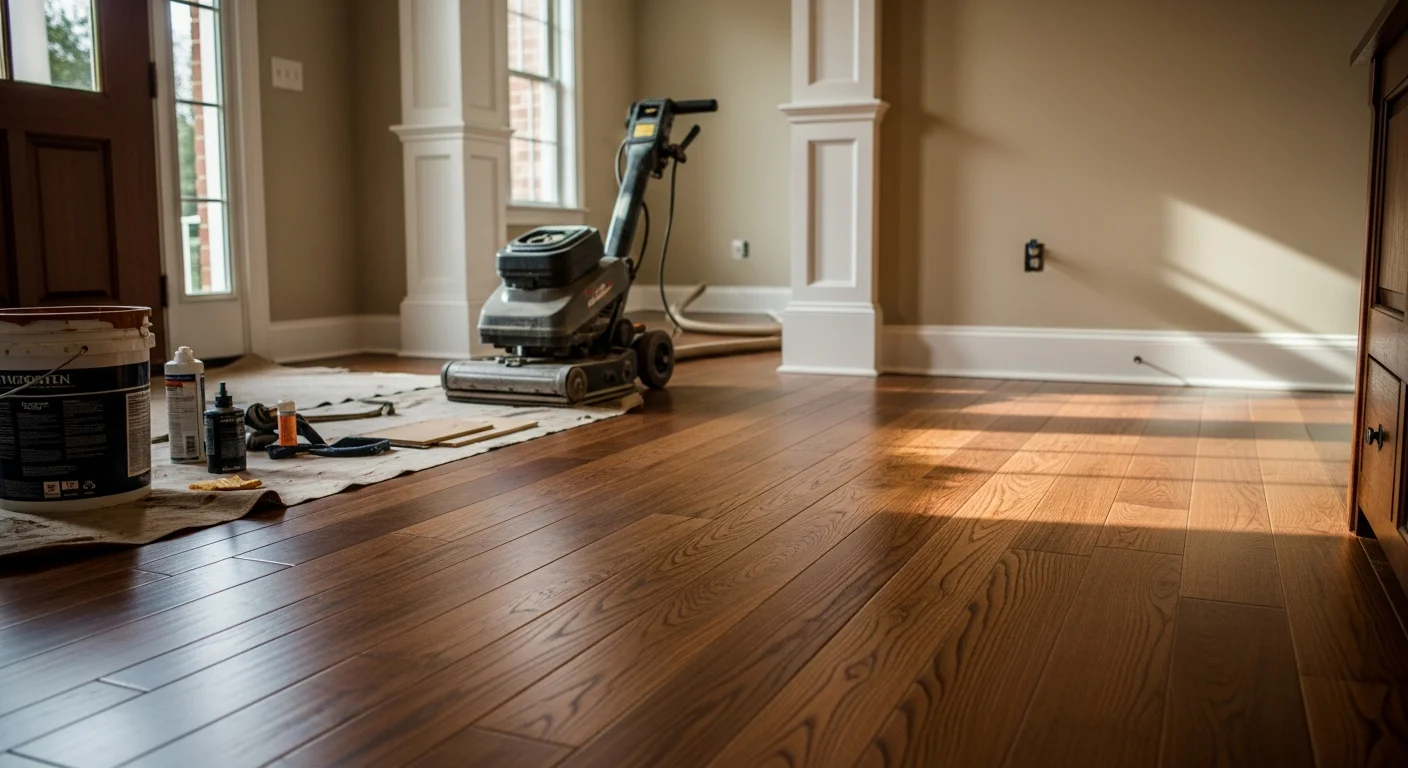 Hardwood flooring installation in progress in a Richmond home