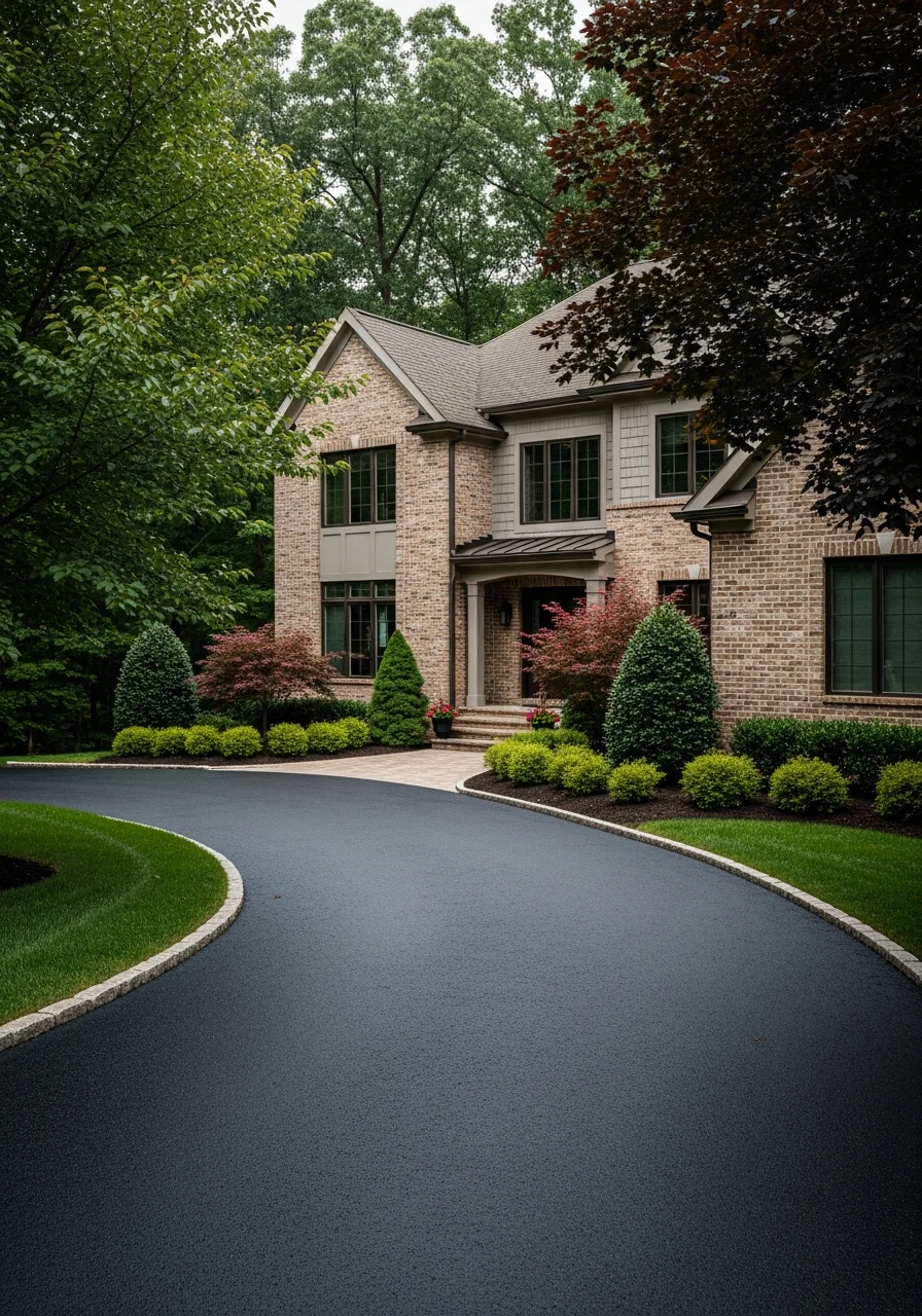 Close-up of a residential home exterior in Short Pump with modern landscaping and driveway.